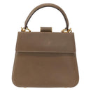 Salvatore Ferragamo Gancini Hand Bag Leather 2way Beige Gold Auth 157001-13