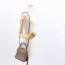 Salvatore Ferragamo Gancini Hand Bag Leather 2way Beige Gold Auth 157001-22