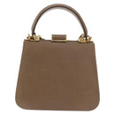 Salvatore Ferragamo Gancini Hand Bag Leather 2way Beige Gold Auth 157001-2
