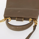 Salvatore Ferragamo Gancini Hand Bag Leather 2way Beige Gold Auth 157001-6