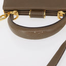 Salvatore Ferragamo Gancini Hand Bag Leather 2way Beige Gold Auth 157001-7