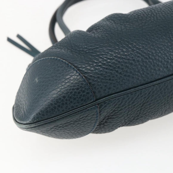 Salvatore Ferragamo Gancini Hand Bag Leather Green Silver Auth 157002