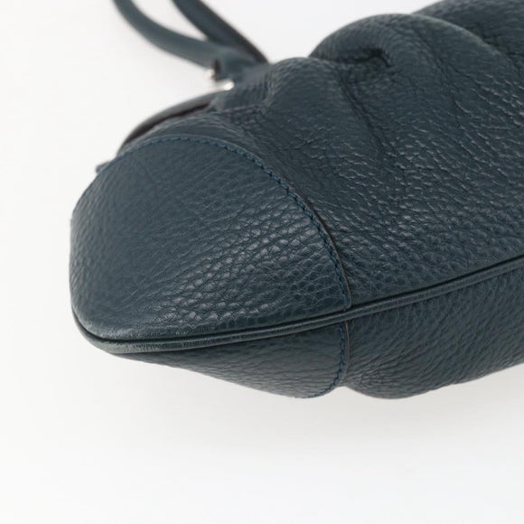 Salvatore Ferragamo Gancini Hand Bag Leather Green Silver Auth 157002