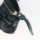 Salvatore Ferragamo Gancini Hand Bag Leather Green Silver Auth 157002-14