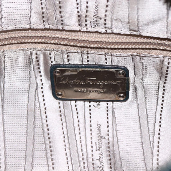 Salvatore Ferragamo Gancini Hand Bag Leather Green Silver Auth 157002