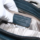 Salvatore Ferragamo Gancini Hand Bag Leather Green Silver Auth 157002-21