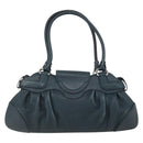 Salvatore Ferragamo Gancini Hand Bag Leather Green Silver Auth 157002-3