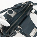 Salvatore Ferragamo Gancini Hand Bag Leather Green Silver Auth 157002-6