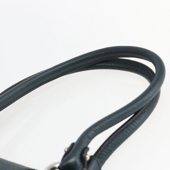 Salvatore Ferragamo Gancini Hand Bag Leather Green Silver Auth 157002