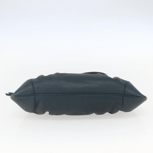 Salvatore Ferragamo Gancini Hand Bag Leather Green Silver Auth 157002