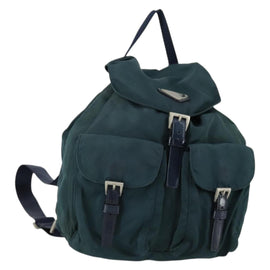 PRADA Backpack Nylon Green Silver Auth 157004