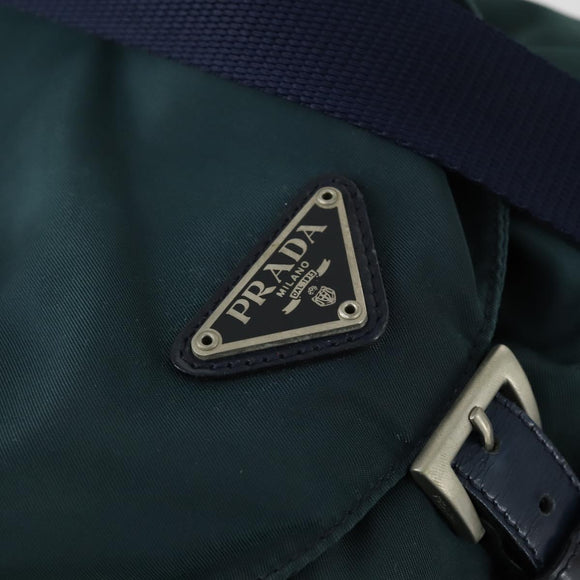 PRADA Backpack Nylon Green Silver Auth 157004