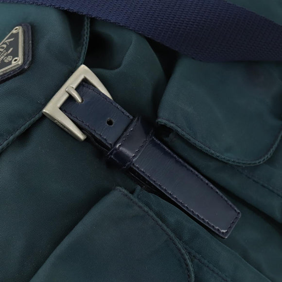 PRADA Backpack Nylon Green Silver Auth 157004