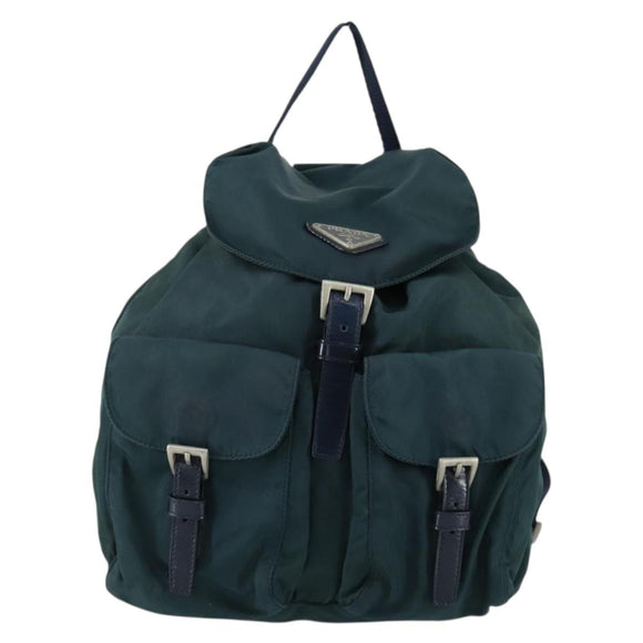 PRADA Backpack Nylon Green Silver Auth 157004