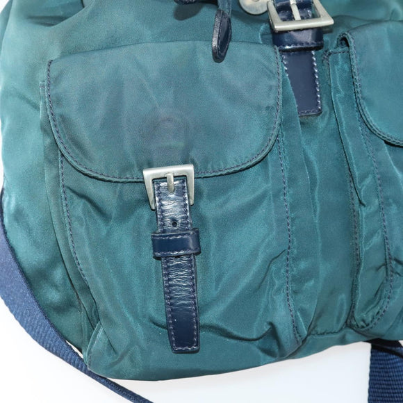 PRADA Backpack Nylon Green Silver Auth 157004
