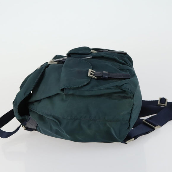 PRADA Backpack Nylon Green Silver Auth 157004