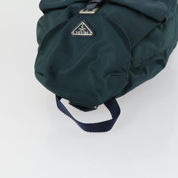 PRADA Backpack Nylon Green Silver Auth 157004