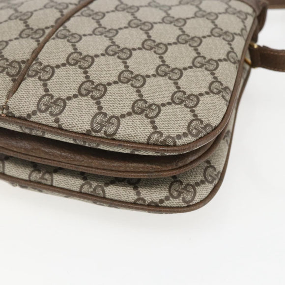 GUCCI GG Supreme Web Sherry Line Bag PVC Beige Gold 10 02 037 Auth 157006