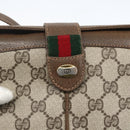 GUCCI GG Supreme Web Sherry Line Bag PVC Beige Gold 10 02 037 Auth 157006-14