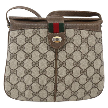 GUCCI GG Supreme Web Sherry Line Bag PVC Beige Gold 10 02 037 Auth 157006 - 0
