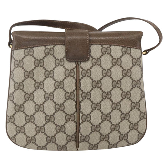 GUCCI GG Supreme Web Sherry Line Bag PVC Beige Gold 10 02 037 Auth 157006