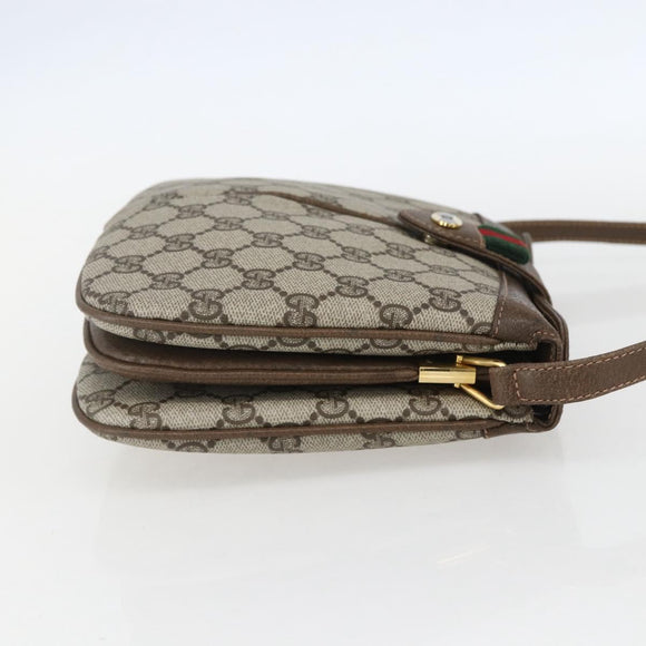 GUCCI GG Supreme Web Sherry Line Bag PVC Beige Gold 10 02 037 Auth 157006