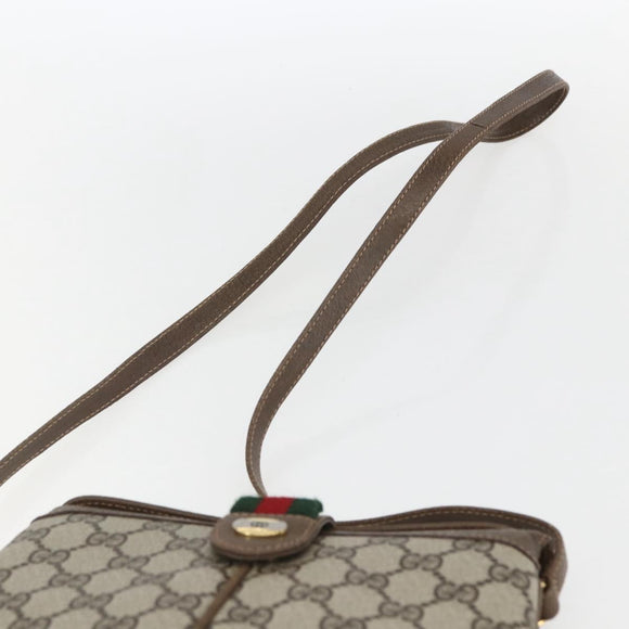 GUCCI GG Supreme Web Sherry Line Bag PVC Beige Gold 10 02 037 Auth 157006