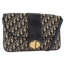 Christian Dior Trotter Canvas Shoulder Bag Navy Gold Auth 157007-1