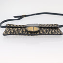 Christian Dior Trotter Canvas Shoulder Bag Navy Gold Auth 157007-10