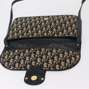 Christian Dior Trotter Canvas Shoulder Bag Navy Gold Auth 157007-16