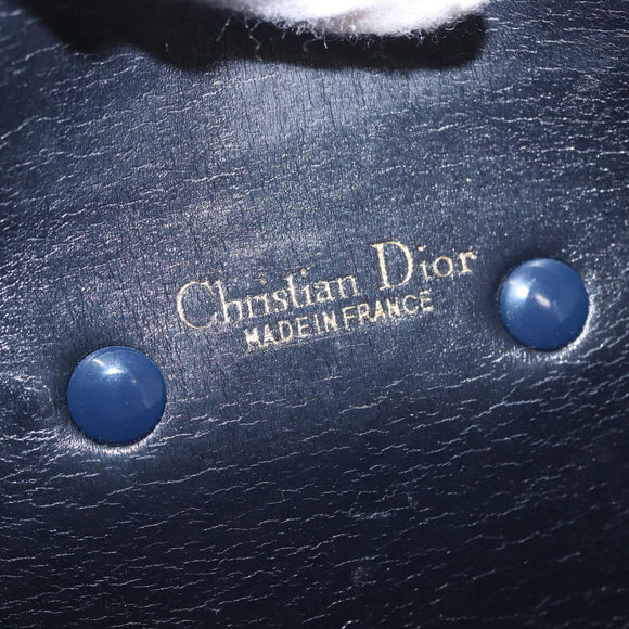 Christian Dior Trotter Canvas Shoulder Bag Navy Gold Auth 157007
