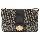 Christian Dior Trotter Canvas Shoulder Bag Navy Gold Auth 157007-2