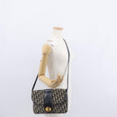 Christian Dior Trotter Canvas Shoulder Bag Navy Gold Auth 157007-21