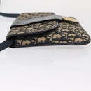 Christian Dior Trotter Canvas Shoulder Bag Navy Gold Auth 157007-6