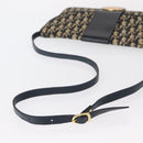 Christian Dior Trotter Canvas Shoulder Bag Navy Gold Auth 157007-8