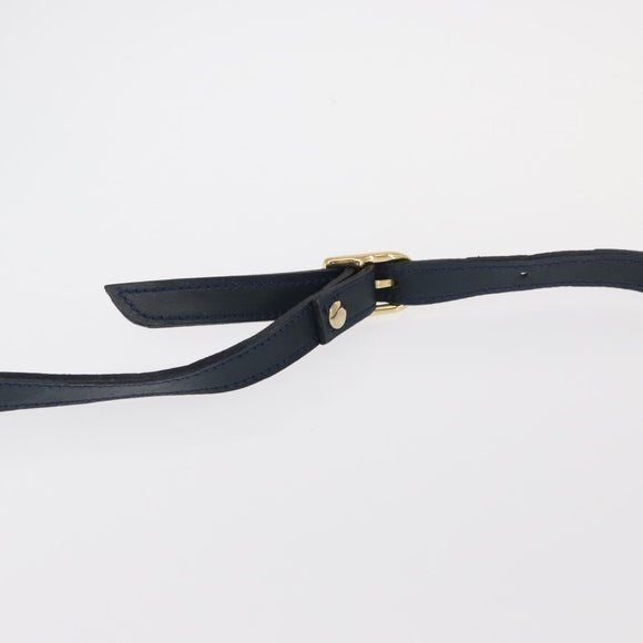 Christian Dior Trotter Canvas Shoulder Bag Navy Gold Auth 157007