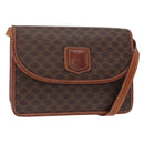 CELINE Macadam Canvas Shoulder Bag PVC Leather Brown Gold Auth 157008-1