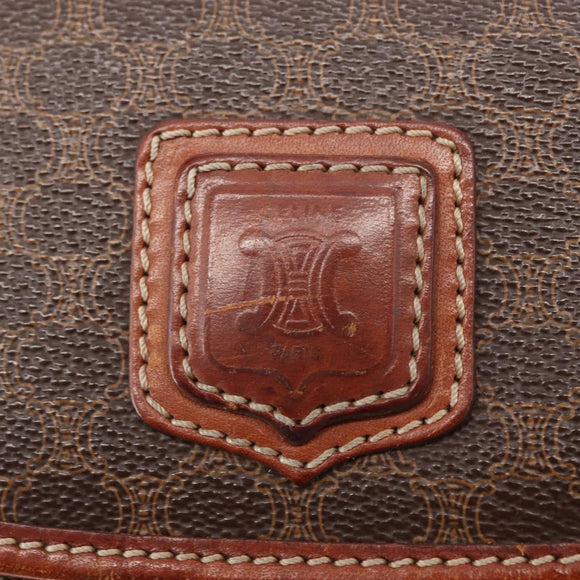 CELINE Macadam Canvas Shoulder Bag PVC Leather Brown Gold Auth 157008