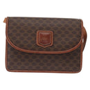 CELINE Macadam Canvas Shoulder Bag PVC Leather Brown Gold Auth 157008-13