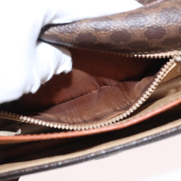 CELINE Macadam Canvas Shoulder Bag PVC Leather Brown Gold Auth 157008