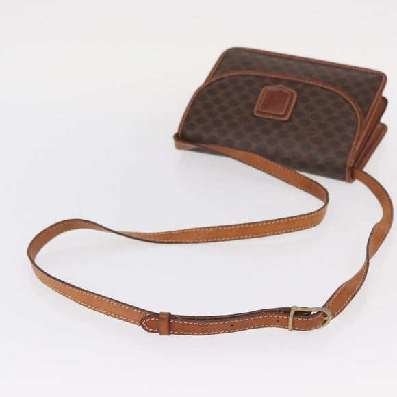 CELINE Macadam Canvas Shoulder Bag PVC Leather Brown Gold Auth 157008