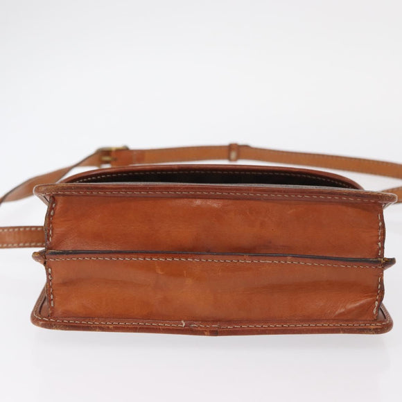 CELINE Macadam Canvas Shoulder Bag PVC Leather Brown Gold Auth 157008