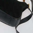 GUCCI Bamboo Shoulder Bag Suede 2way Black Gold Auth 157009-12