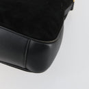 GUCCI Bamboo Shoulder Bag Suede 2way Black Gold Auth 157009-14