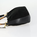 GUCCI Bamboo Shoulder Bag Suede 2way Black Gold Auth 157009-5