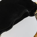 GUCCI Bamboo Shoulder Bag Suede 2way Black Gold Auth 157009-6
