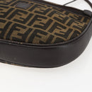 FENDI Zucca Canvas Shoulder Bag Black Brown Auth 157010-10