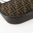 FENDI Zucca Canvas Shoulder Bag Black Brown Auth 157010-11