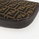 FENDI Zucca Canvas Shoulder Bag Black Brown Auth 157010-12