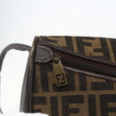 FENDI Zucca Canvas Shoulder Bag Black Brown Auth 157010-14